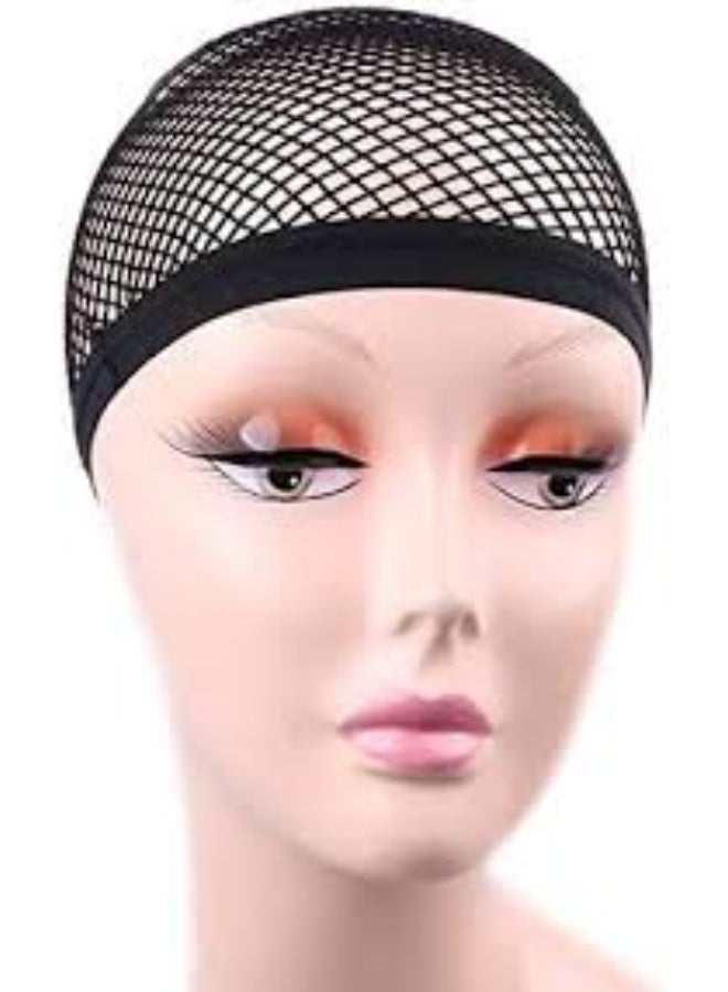 2pcs Hair Net Weaving Net Elastic Strethable Wig Cap Mesh Fishnet Wig Cap Black - Image 2